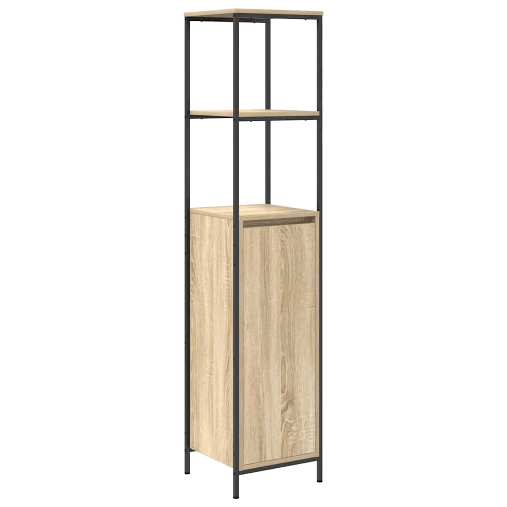 Bathroom Furniture Set with Shelf 5 Pcs Sonoma Oak and Black