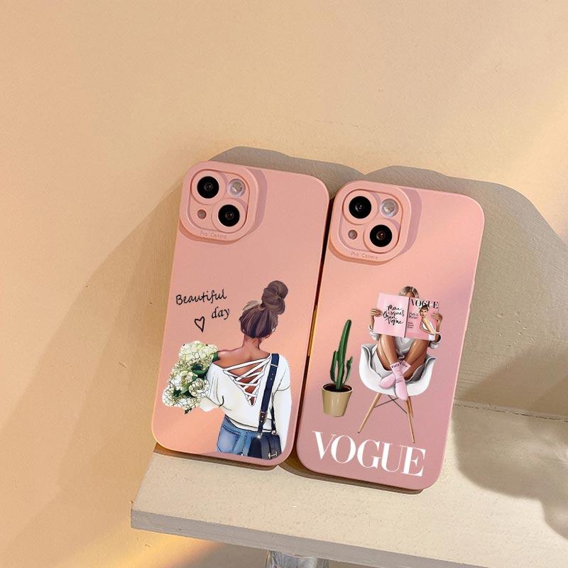 Fashion Lady High Heel Girl Women Coffee Miss Phone Case For iphone 12 11 14 13 15 Pro Max X XS MAX XR SE 2020 7 8 Plus Covers