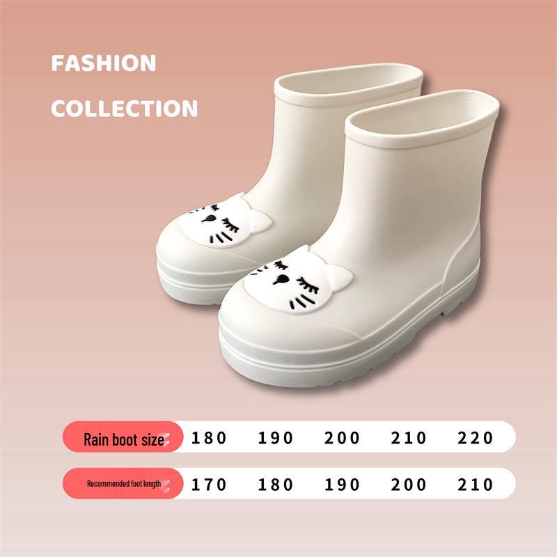 Kids' Cute Cat Rain Boots: Non-slip, Waterproof Medium-Height for Toddlers & Children