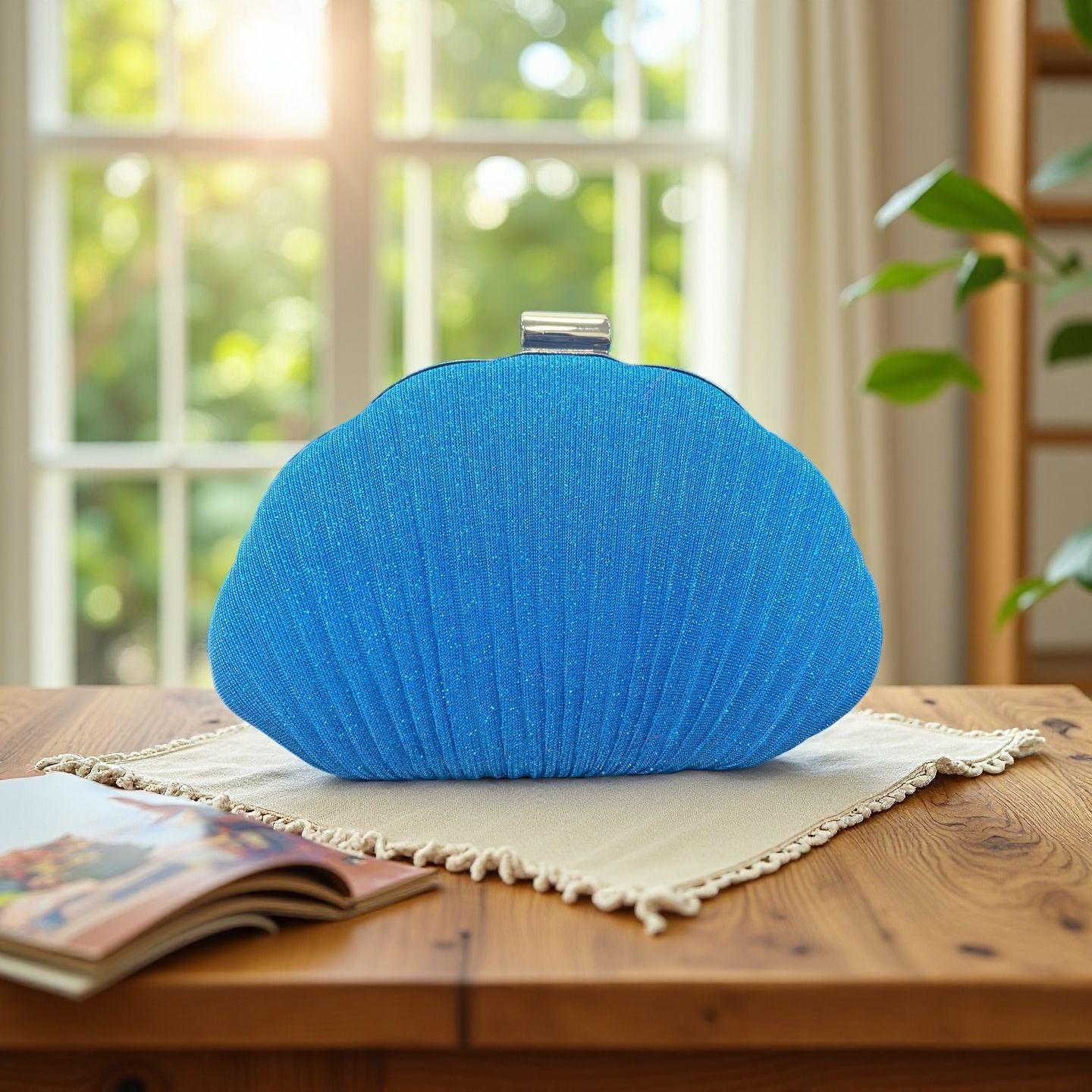

New shell pleated glitter dinner clutch bag women s banquet evening bag evening dress handbag Chinese cheongsam bag синий