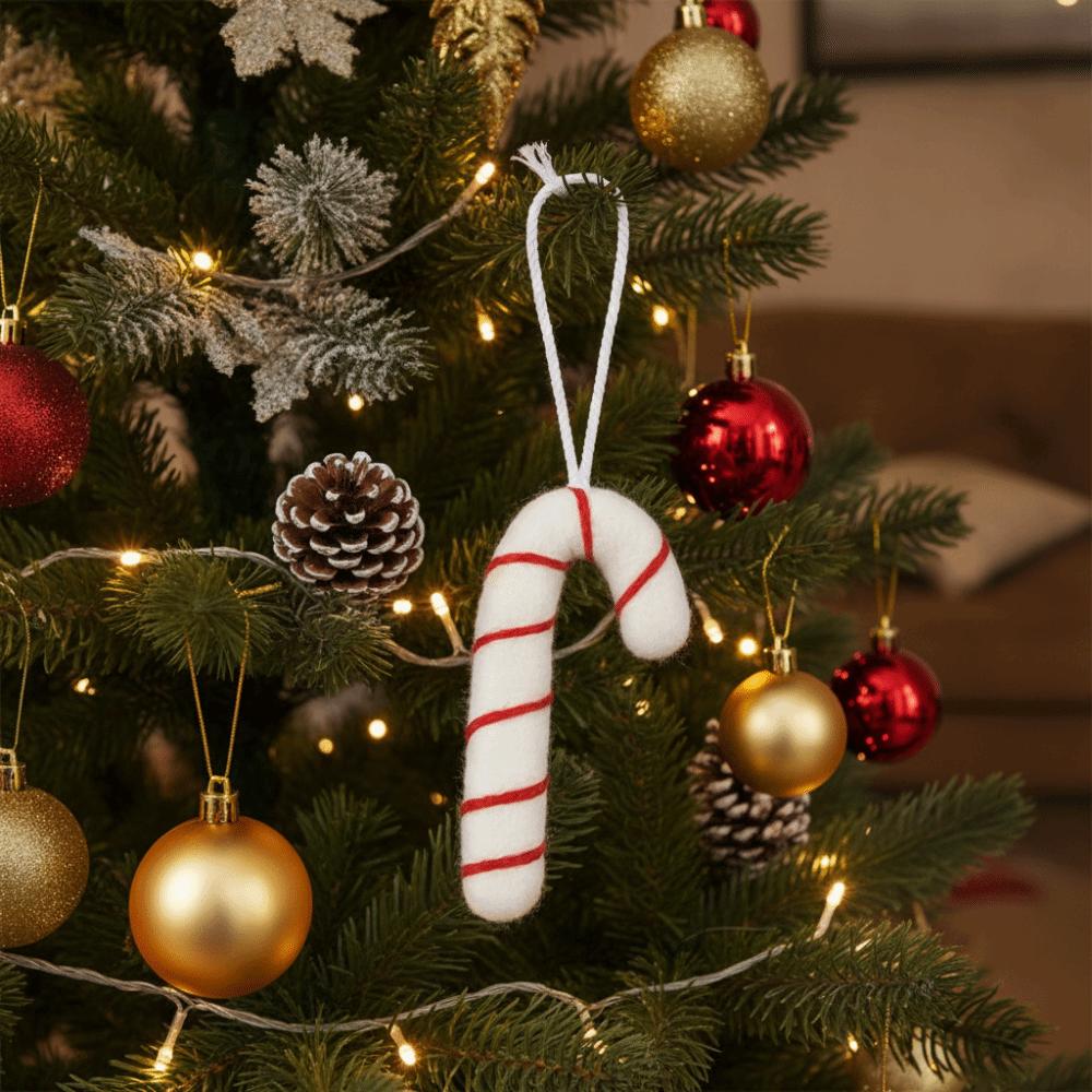 Felt Material Felt Candy Cane Ornament Striped Design Xmas Tree Hanging Candies Home Decoration