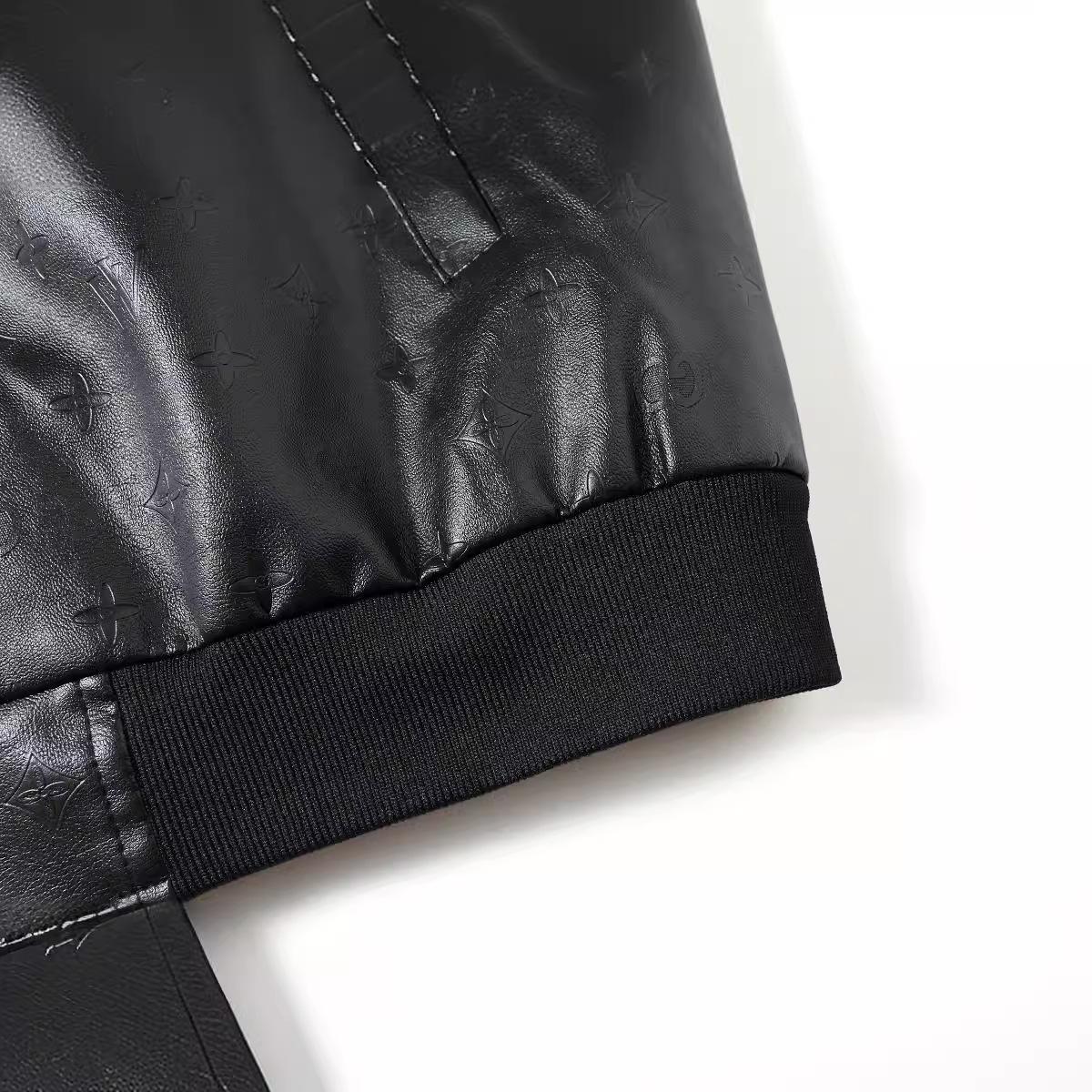 Весна и осень Новая кожаная куртка мужская куртка трехмерный тисненый высококачественный — фото 4