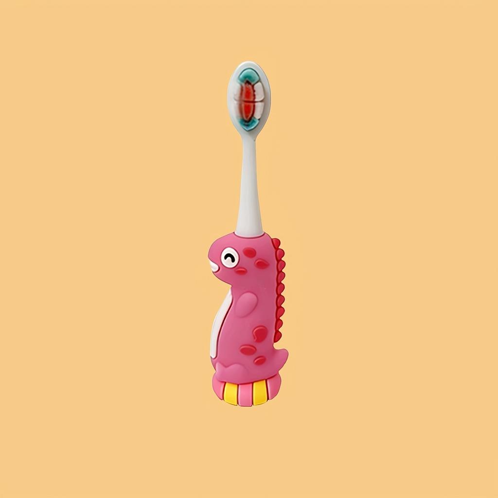 Spazzolino da denti in nylon con setole morbide, design simpatico con dinosauro, cura delicata delle gengive, impugnatura facile, regalo ideale per bambini e adulti