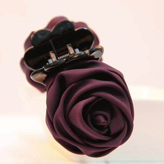 Fashion Cloth Rose Flower Hair Claw Clip Clamp Women Ponytail Holder Headwear