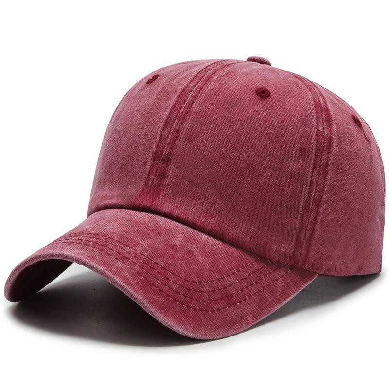 Baseball cap men's retro old washed denim baseball cap solid color wide brim versatile sports baseball cap children