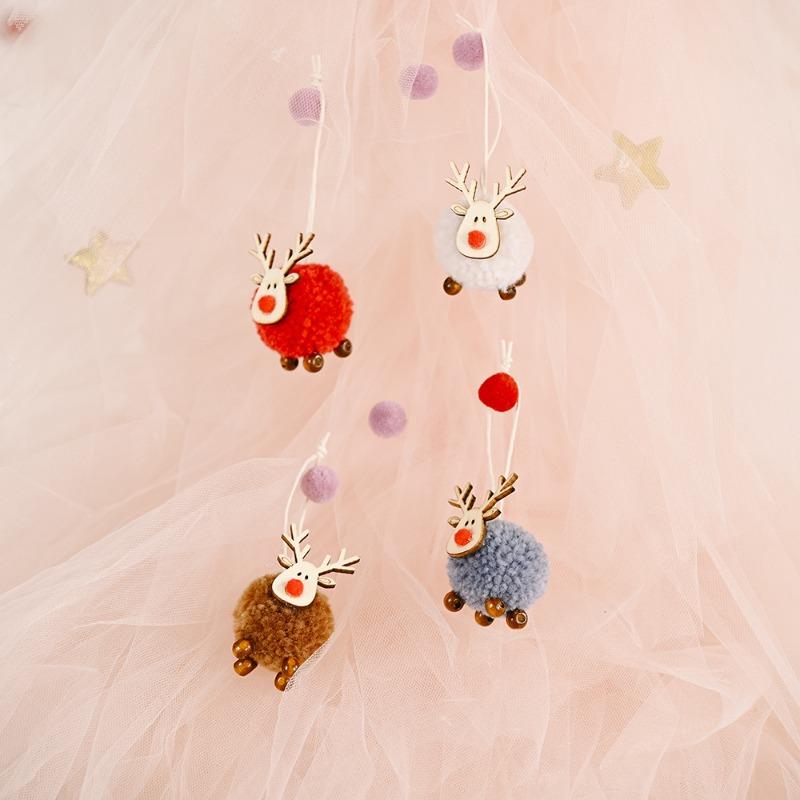 4Pcs Christmas Decoration, Felt Deer Pendant, Multi-colored Elk Pendant, Christmas Tree Pendant, Gifts for Friends and Children