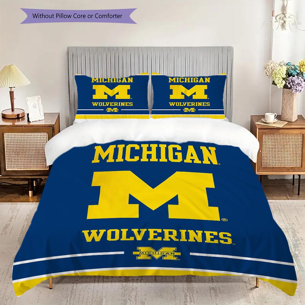 Michigan Pattern Bedding Quilt Set Quilt Cover Pillowcase Home Decoration Birthday Gift (1 * duvet cover + 2 * pillowcase, without core)