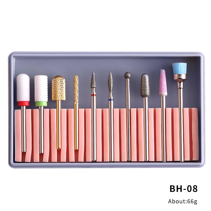High quality new nail polishing tool alloy tungsten steel ceramic nail polishing head set polishing tool