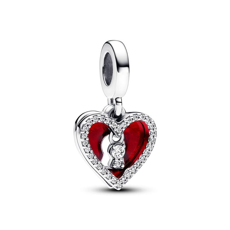 NEW Sparkling Red Series Charm Bead Clip Fit Original Silver Bracelet DIY Jewelry Christmas Gift Reindeer Motorcycle Dangle