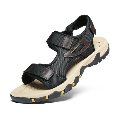 Sandales en cuir pour hommes Chaussures de plage Velcro