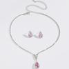 Premium Simple Water Drop Earrings Necklace Set Women's Shiny Stud Earrings Bridal Banquet Collarbone Chain Jewelry