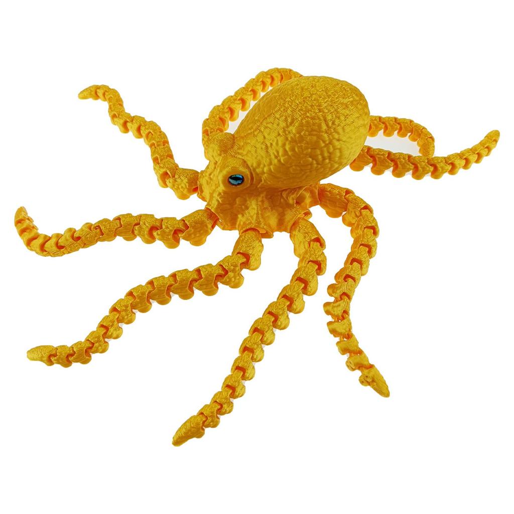 3D Printed Kraken Toy Multi-color Sample With Simulated Eyes, Movable Joints, Gradient Luminous