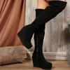 Women's High Boots 2024 Trend Suede High Heels Autumn Winter New Platform Wedges Chelsea Boots Female Chunky Over The Knee Boot
