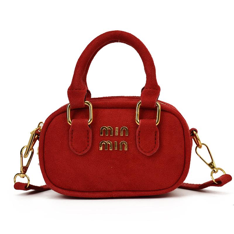 

Матовая сумка-кроссбоди в корейском стиле «Принцесса» - Универсальная женская наплечная сумка для маленьких девочек 14*5.5*9 красный