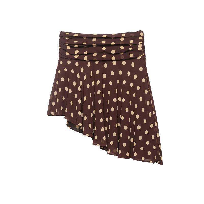 Spring 2026 European & American Style Polka Dot Asymmetrical Skirt Extra Small
