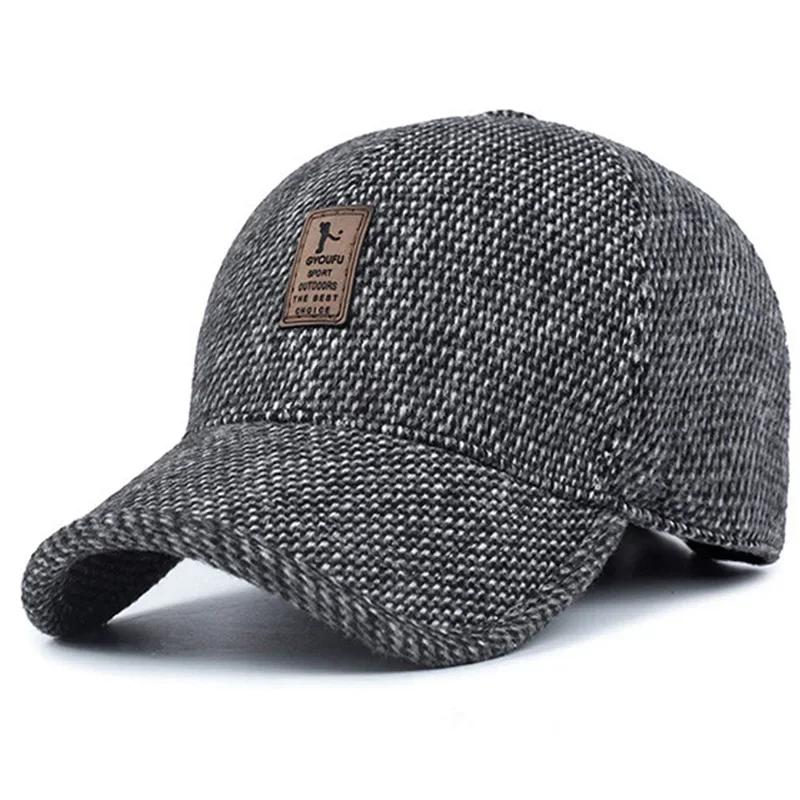 Unisex Letter Label Baseball Caps Winter Thicken Warm Hats Outdoor Adjustable Casual Hats Hip Hop Caps