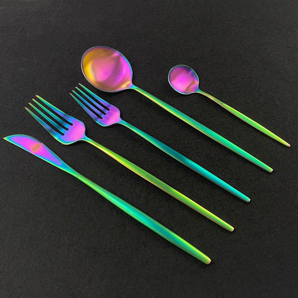 30Pcs Matte Black Gold Cutlery Set Stainless Steel Dinnerware Knife Dessert Fork Spoon Dinner Silverware Party Tableware Set