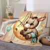 1pc Moon Donkey Printing Lightweight Flannel Blanket, Comfortable and Warm Blanket, for Camping Sofa Bed and Couch Office, Suitable for Gift Blankets