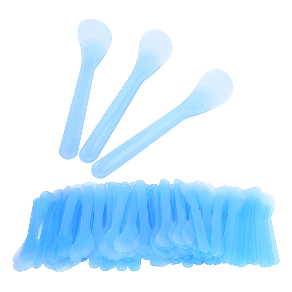 100pcs Cosmetic Spatula Plastic Disposable Hair Removal Cream Tattoo Repair Cream Spatula Blue