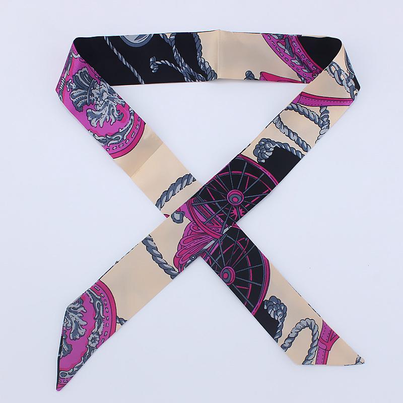 New Fashion Retro Pinrt Bag Luxury Designer Womens Silk Scarf Headwear Long Skinny Tie Scarves Ribbon Accessories Summer