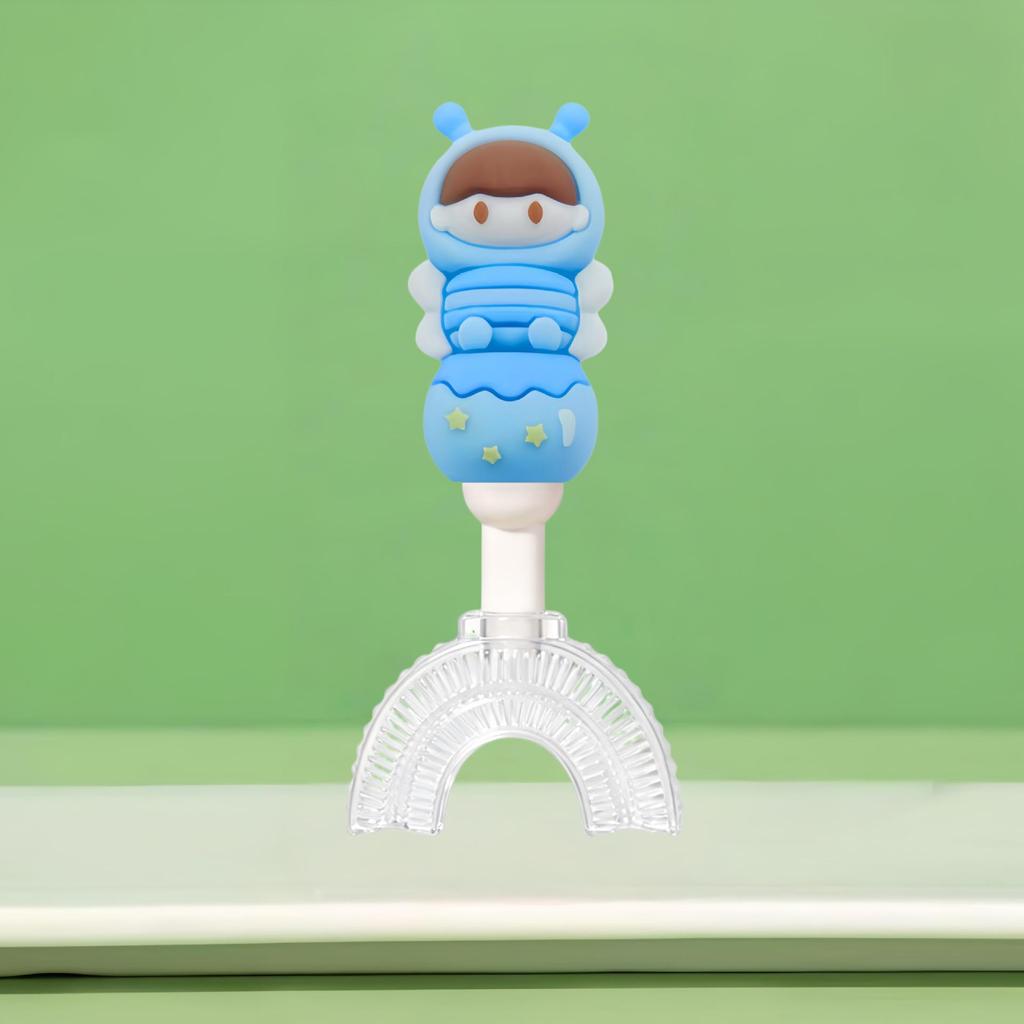 Kids' U-Shaped Toothbrush, Soft Bristle Silicone Brush for Ages 1-12, Cute Bee Handle