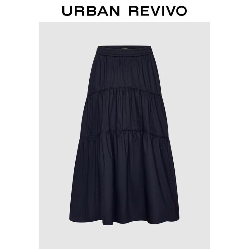 UR2026 Chic Elastic Waist Patchwork Maxi Skirt S
