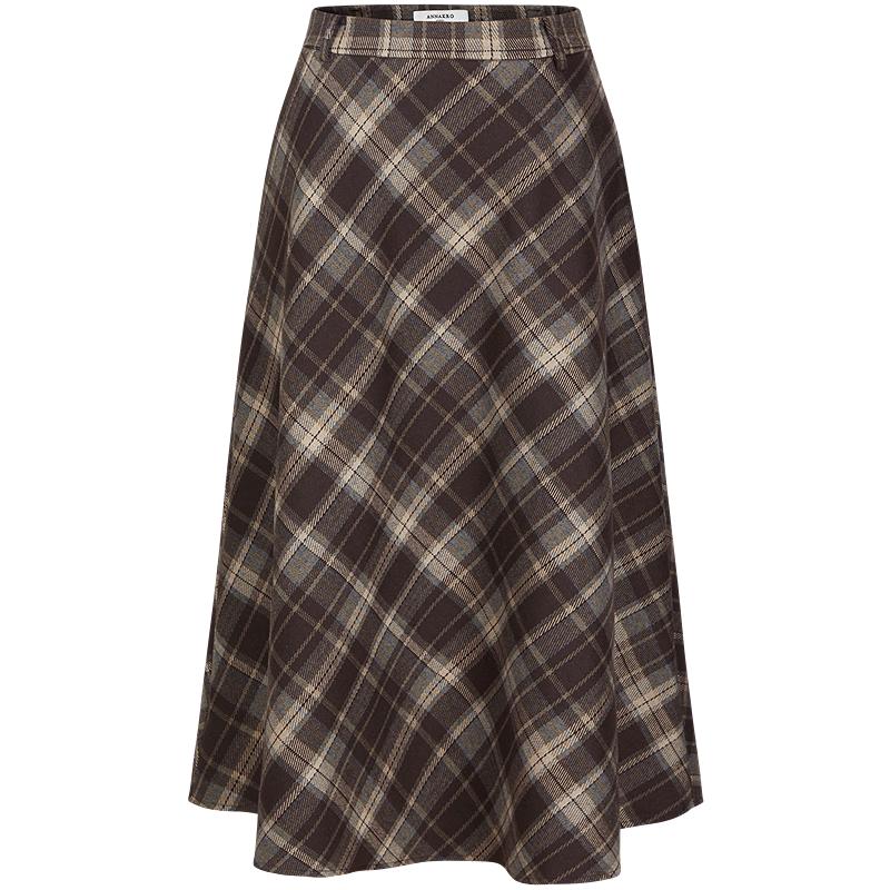 Jiu Zi Women s Oblique Plaid Umbrella Skirt S