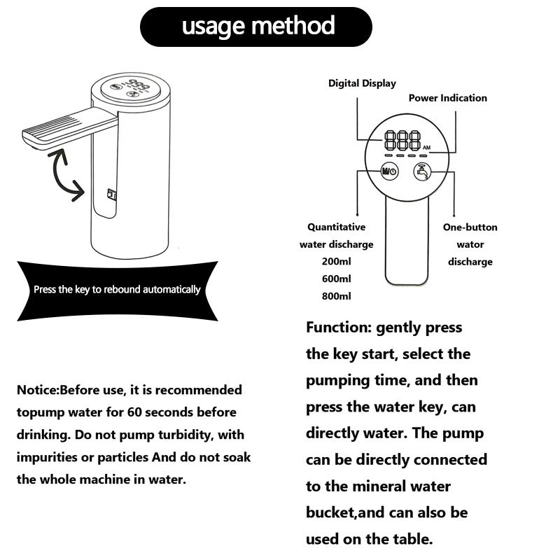 Foldable Electric Water Dispenser Pump TYPE C Charging Automatic Bucket Pump with Long Battery Life for Home Office Outdoor Use