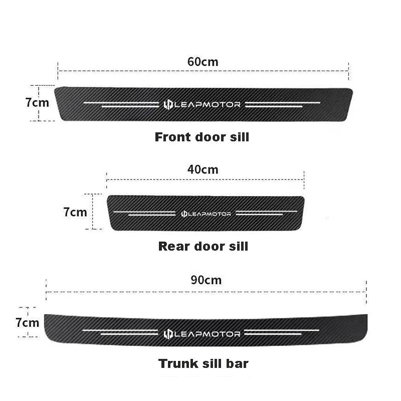 Carbon Fiber Car Door Threshold Sill Protector Trunk Stickers For Leapmotor T03 S01 B10 C11 C10 C16 C01 Car Accessories