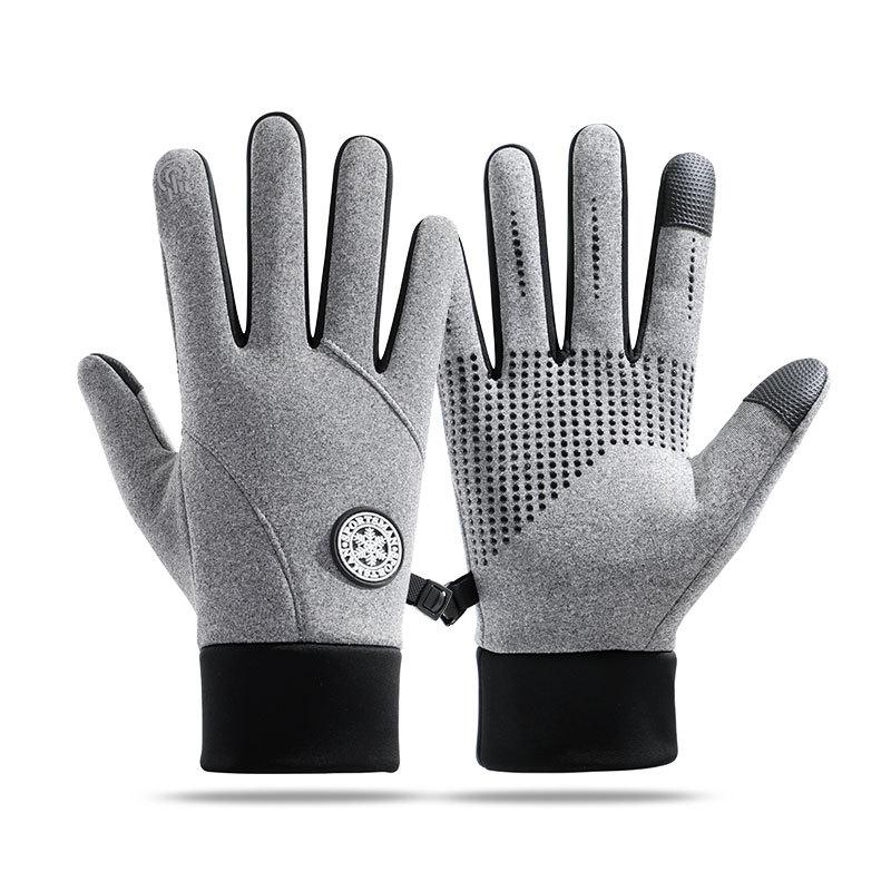 Cycling Gloves Men's Winter Outdoor Touch Screen Windproof Cold Warm Waterproof Cycling Sports Full Finger Velvet Anti-slip Hand