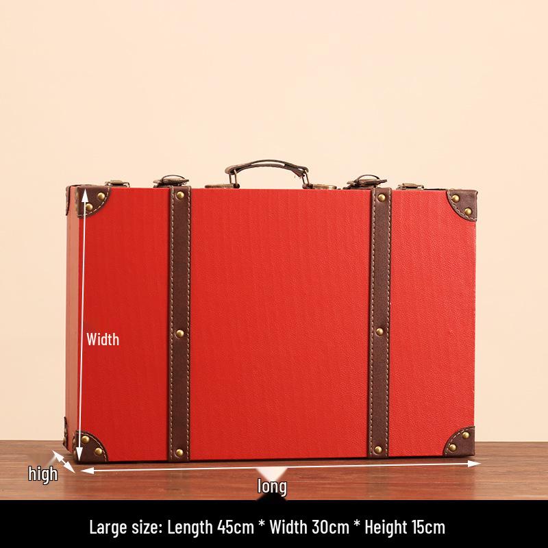 Vintage American Retro Leather-Wooden Suitcase Display and Photography Prop