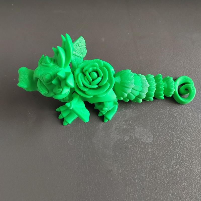 3D Printed Dinosaur Dragon Toy: Jointed Lizard Ornament & Gorilla Rose Flower Gift for Children