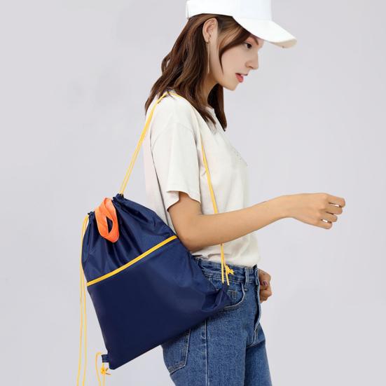 Gym Backpack Waterproof Drawstring Storage Bag with Shoulder Strings Large Capacity Sports Backpack for Travel Hiking Camping