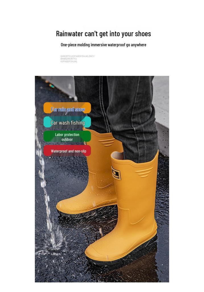 Men's Eco-friendly High-top Rain Boots | Thick-soled, Comfortable Rubber Shoes for Beachcombing, Kitchen, or Fishing