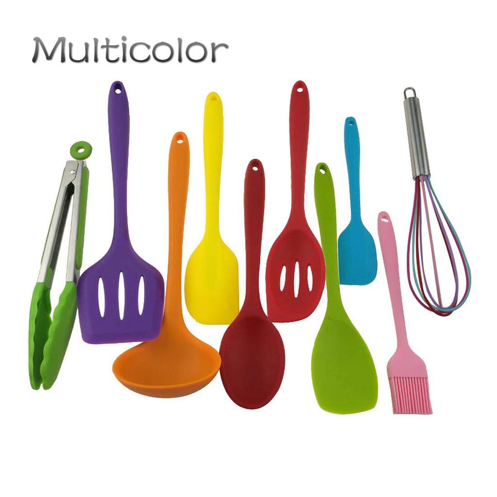 10 peças conjunto de utensílios de cozinha de silicone resistente ao calor ferramentas de cozinha antiaderentes kit de utensílios de cozinha acessórios de cozinha
