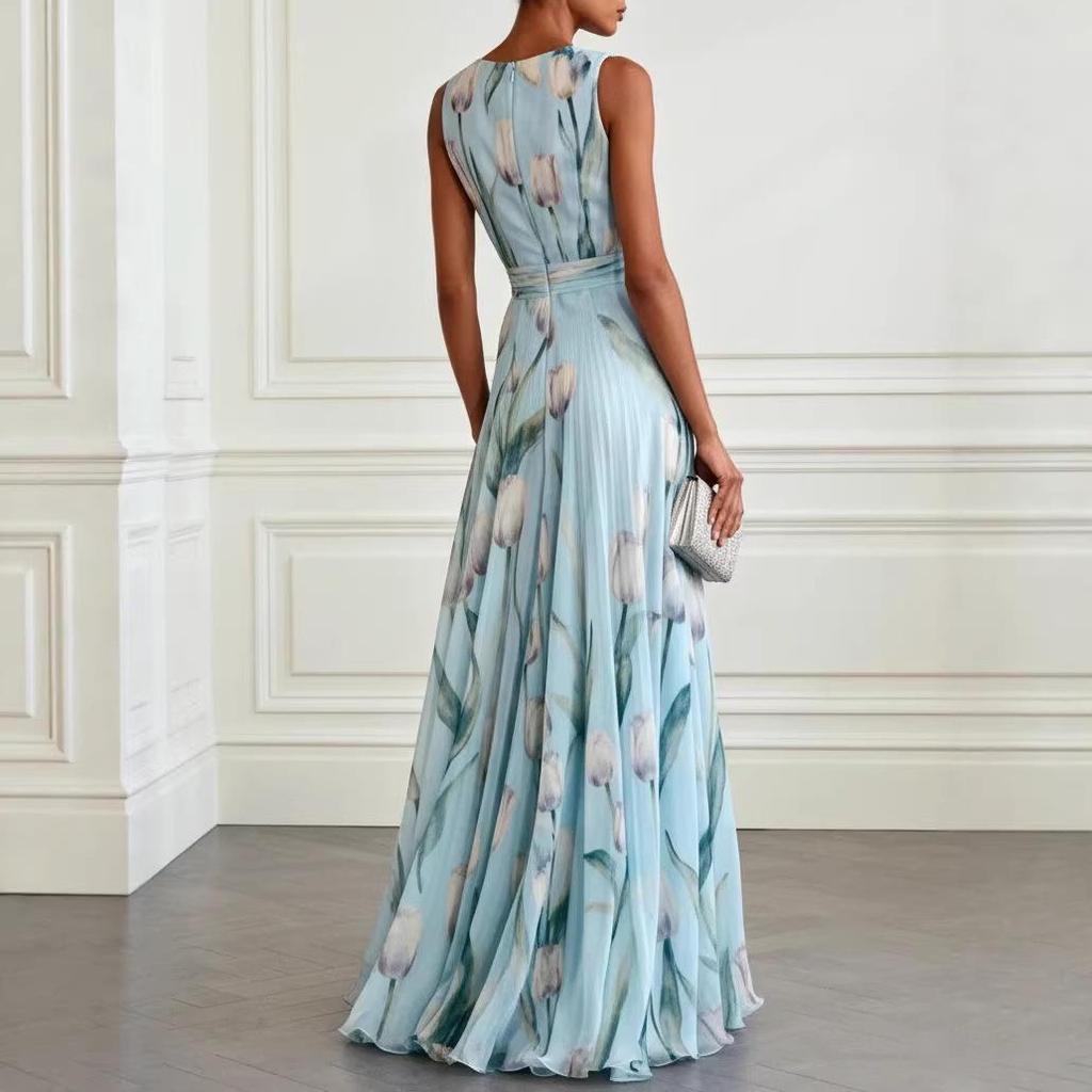 2026 European & American V-neck Resort Casual Party Dress