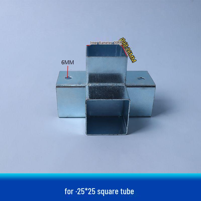 Galvanized Steel Wrought Iron Connector: Two/Three-Way Swivel Right Angle for Square Tubes.