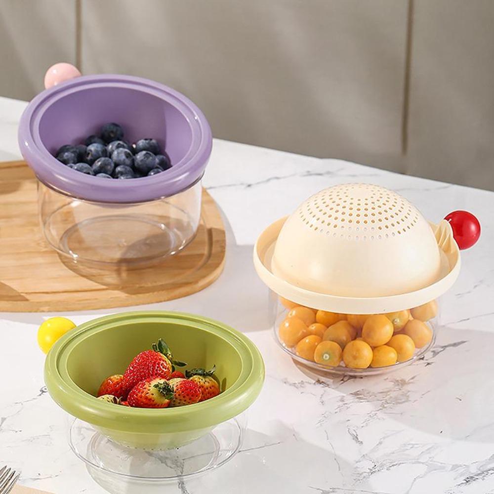 1Pieces Food Drain Basket Double-layer Fruit And Vegetable Washing Basket Home Kitchen Drainer Gadgets Outdoor Tableware