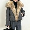 Winter new real fox fur collar knitted splicing down jacket women's short white duck down loose and thin versatile jacket