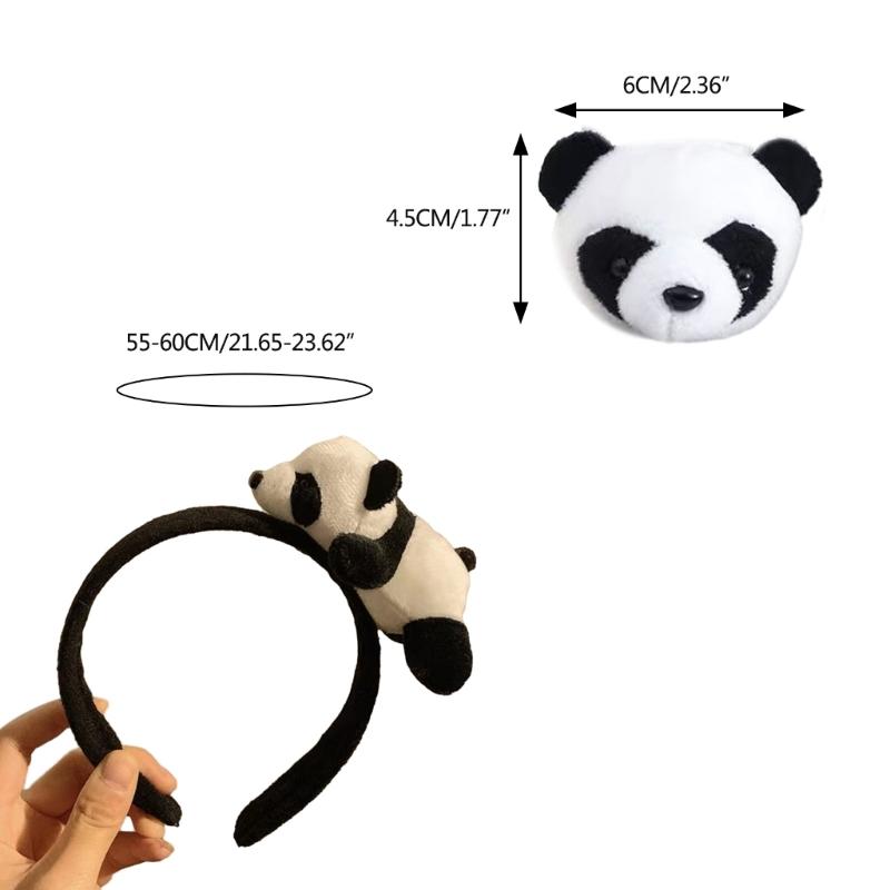 Cute Girls Panda Shape Slap Bracelet Headband Hair Rope Plush Hair Tie Elastic Hair Rope for Girls Cartoon Hair Styling
