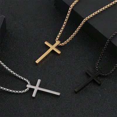 Titanium Steel Cross Necklace for Men & Women - Douyin Bestseller, Stainless Steel Sweater Chain, Niche & Personalized Design