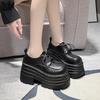 Fashion 10CM Women Patent Leather Platform Sneakers Wedge Heels Ladies New Autumn Chunky Sneakers Woman Lace-Up Thick Sole Walking Pumps