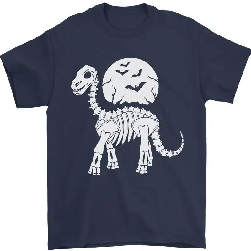 Ein Dinosaurier Skelett mit Einem Vollmond Halloween Herren T-Shirt 100%