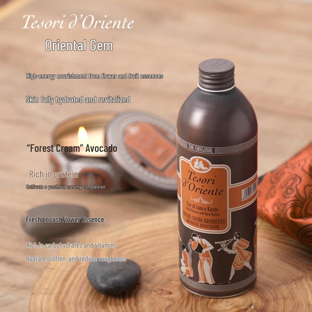 Tesori d'Oriente Lotus Scent Shower Gel - 500ml with Pump, Long-Lasting Fragrance Women's Body Wash.