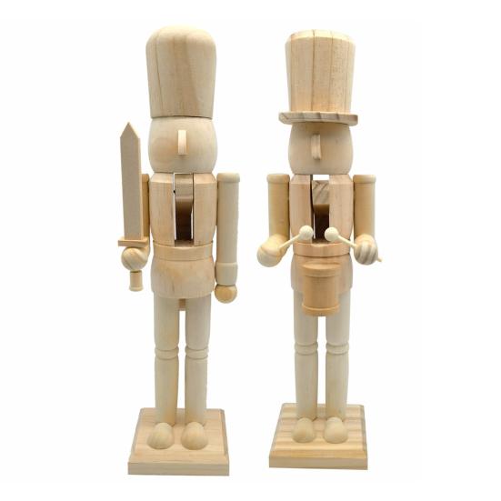 1/2/3Pcs 25/38CM Christmas Wooden Unfinished Nutcracker Figurine DIY Blank Unpainted Soldier Figure Holiday Party Ornament Decoration