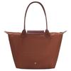 Longchamp Le Pliage Green 31 Long Handle Snap Button Zipper Closure Canvas And Leather Dumpling Tote Bag Large Women Tote Bag Brown 1899919504