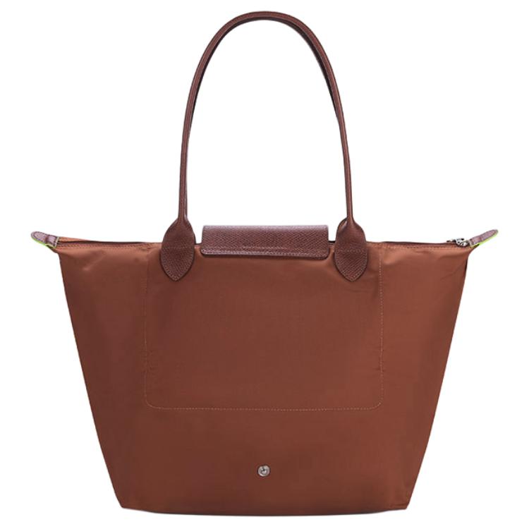 Longchamp Le Pliage Green 31 Long Handle Snap Button Zipper Closure Canvas And Leather Dumpling Tote Bag Large Women Tote Bag Brown 1899919504