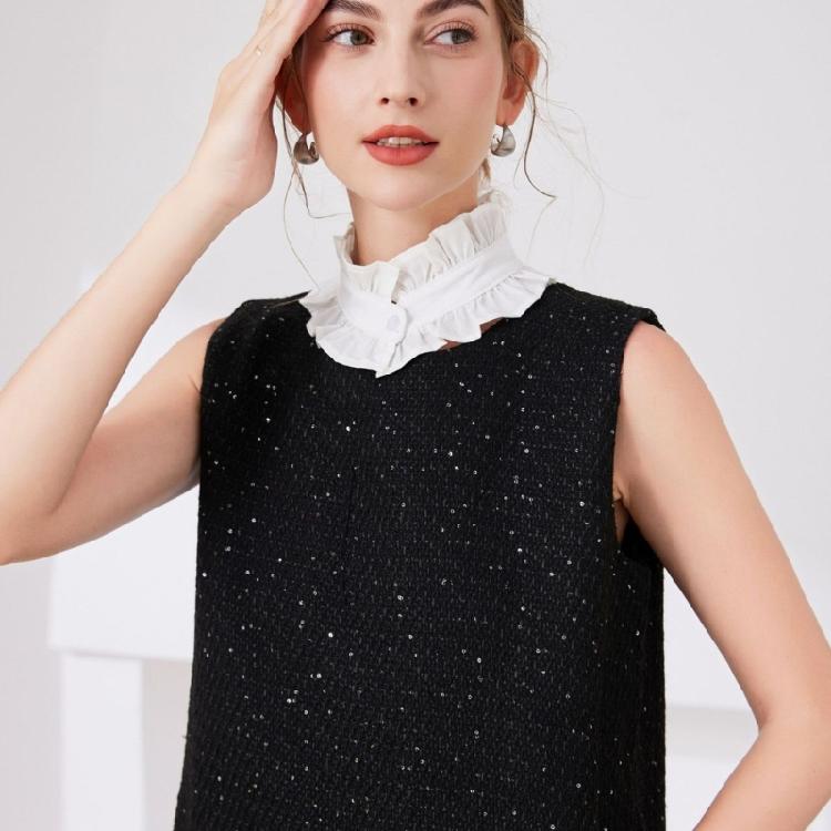 Vintage Dam Rynkad Krage Ärmar Set För Mode Dam Kontorsdam Manschetter Ärmar för Olika Tillfällen