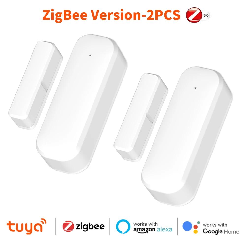 1-3pcs ZigBee Door Sensor Smart Home Window Entry Detector Tuya Smart Home Alarm System Voice Control Magnetic Security Sensor