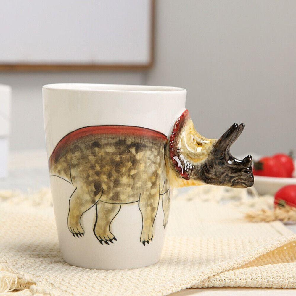 Kubek ceramiczny 3D stereoskopowy nowy z uchwytem malowidła kubek ze zwierzętami triceratops krab kubek śniadaniowy na herbatę/kawę/mleko kubek